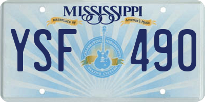 MS license plate YSF490