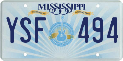 MS license plate YSF494