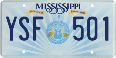 MS license plate YSF501
