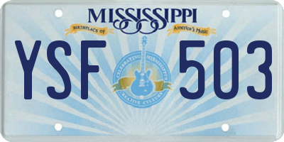 MS license plate YSF503