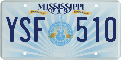 MS license plate YSF510