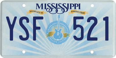 MS license plate YSF521