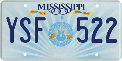MS license plate YSF522