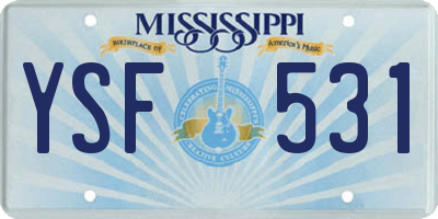 MS license plate YSF531