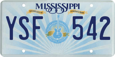 MS license plate YSF542