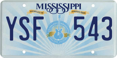MS license plate YSF543