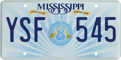 MS license plate YSF545