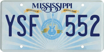 MS license plate YSF552