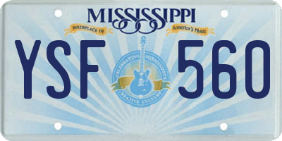MS license plate YSF560