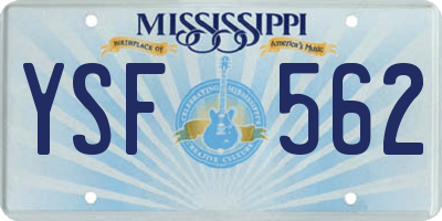MS license plate YSF562