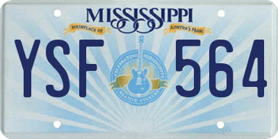 MS license plate YSF564