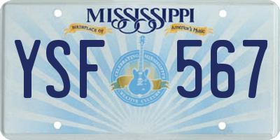 MS license plate YSF567