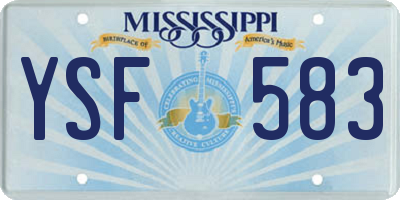 MS license plate YSF583
