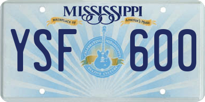 MS license plate YSF600
