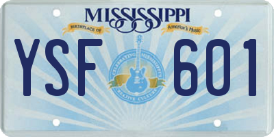 MS license plate YSF601