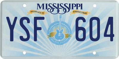MS license plate YSF604
