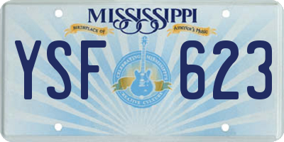 MS license plate YSF623