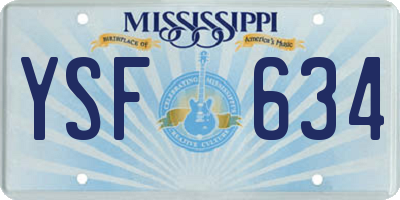 MS license plate YSF634