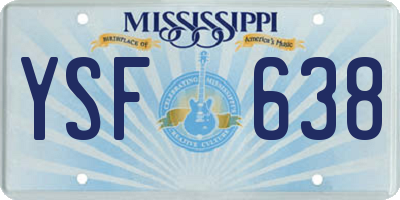 MS license plate YSF638