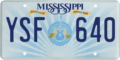 MS license plate YSF640