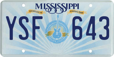 MS license plate YSF643
