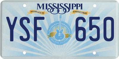 MS license plate YSF650