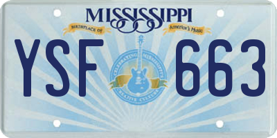 MS license plate YSF663