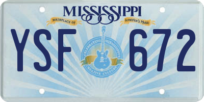 MS license plate YSF672