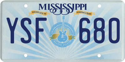 MS license plate YSF680