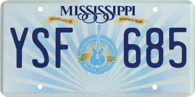 MS license plate YSF685