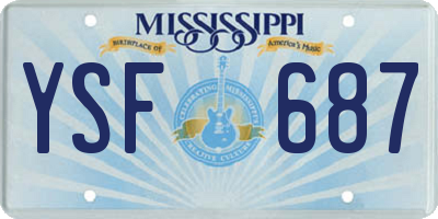 MS license plate YSF687