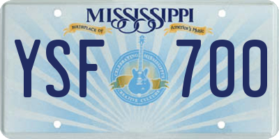 MS license plate YSF700