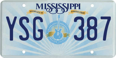 MS license plate YSG387