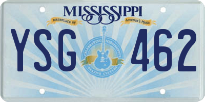 MS license plate YSG462