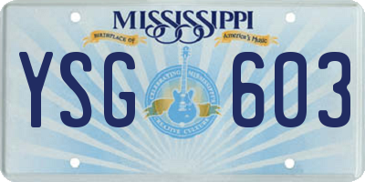 MS license plate YSG603
