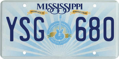 MS license plate YSG680