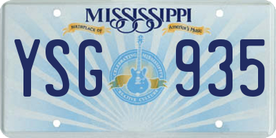 MS license plate YSG935