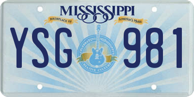 MS license plate YSG981