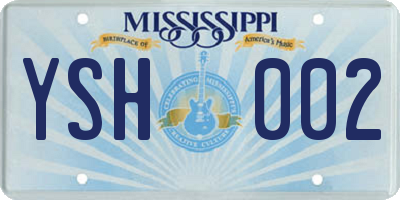 MS license plate YSH002