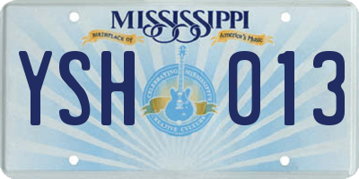 MS license plate YSH013