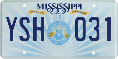 MS license plate YSH031