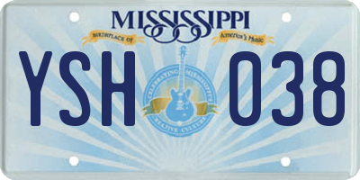 MS license plate YSH038