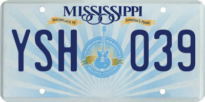 MS license plate YSH039