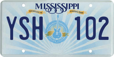 MS license plate YSH102