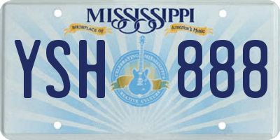 MS license plate YSH888