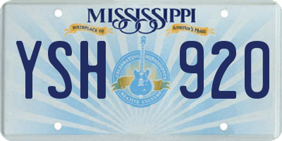 MS license plate YSH920
