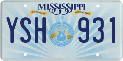 MS license plate YSH931
