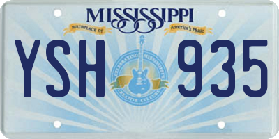 MS license plate YSH935
