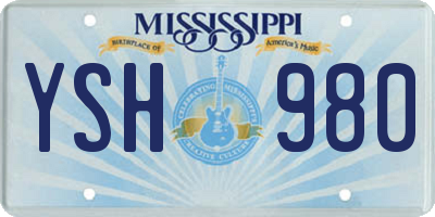 MS license plate YSH980
