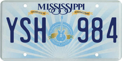 MS license plate YSH984